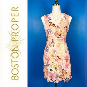 BOSTON PROPER "Artful Wings" Lace Sheath Dress, LIKE NEW, Size 2